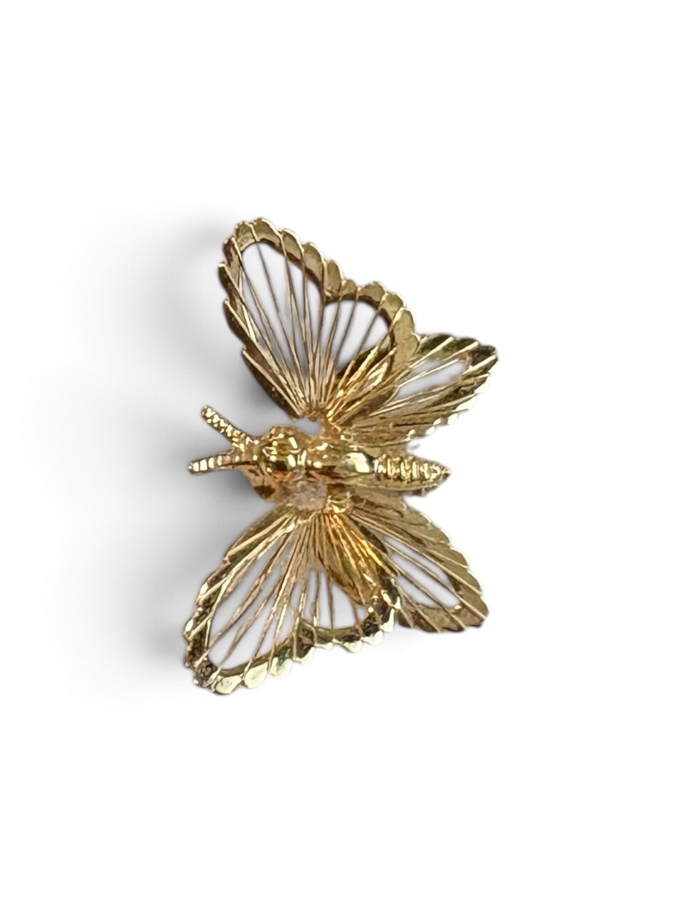 Gold Tone Openwork Butterfly Brooch